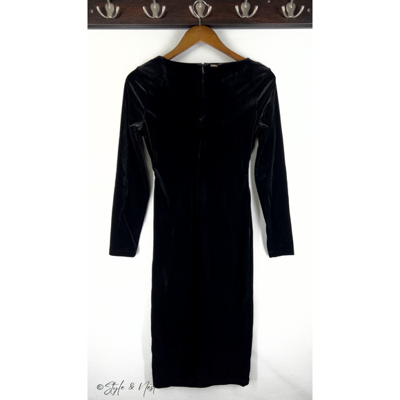 Armani Exchange Black Velvet Dress Luxe Bodycon Designer Size Small NWT Limited - Picture 8 of 9